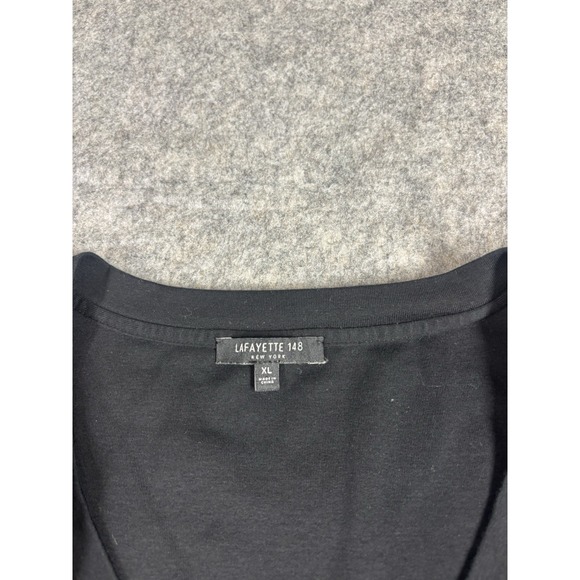 LAFAYETTE 148 Women's XL Basic Shirt Top 3/4 Sleeve V Neck Black Minimalist - Picture 6 of 7